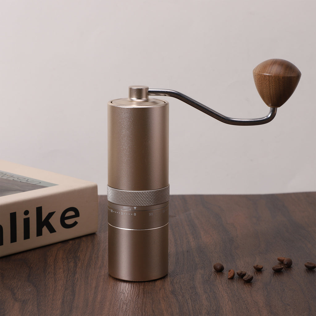 Manual Hand Coffee Grinder – External Adjustment, Ceramic Burrs, Camel & Light Brown