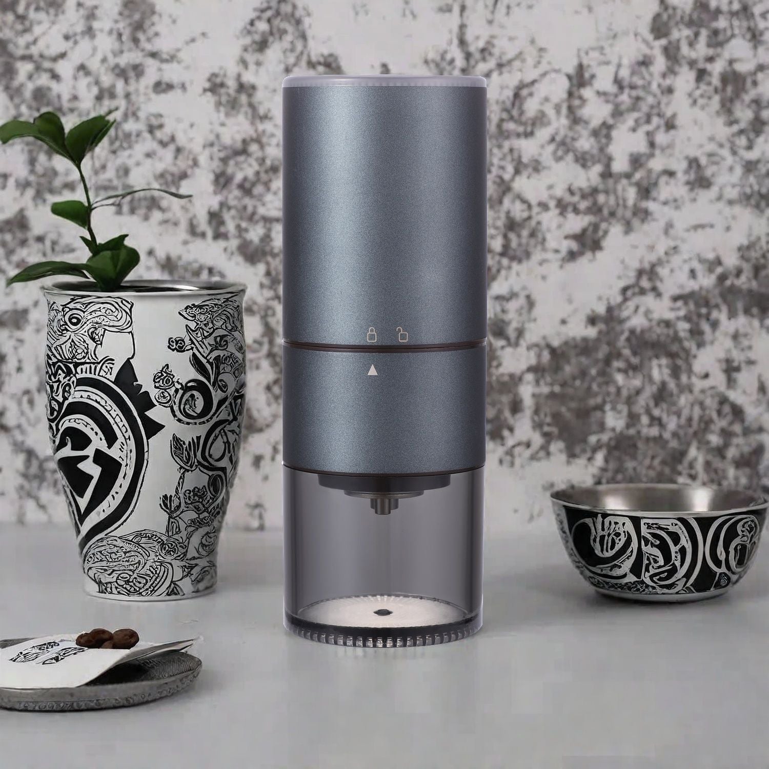 USB Rechargeable Electric Coffee Grinder – Stainless Steel Body, External Adjustment