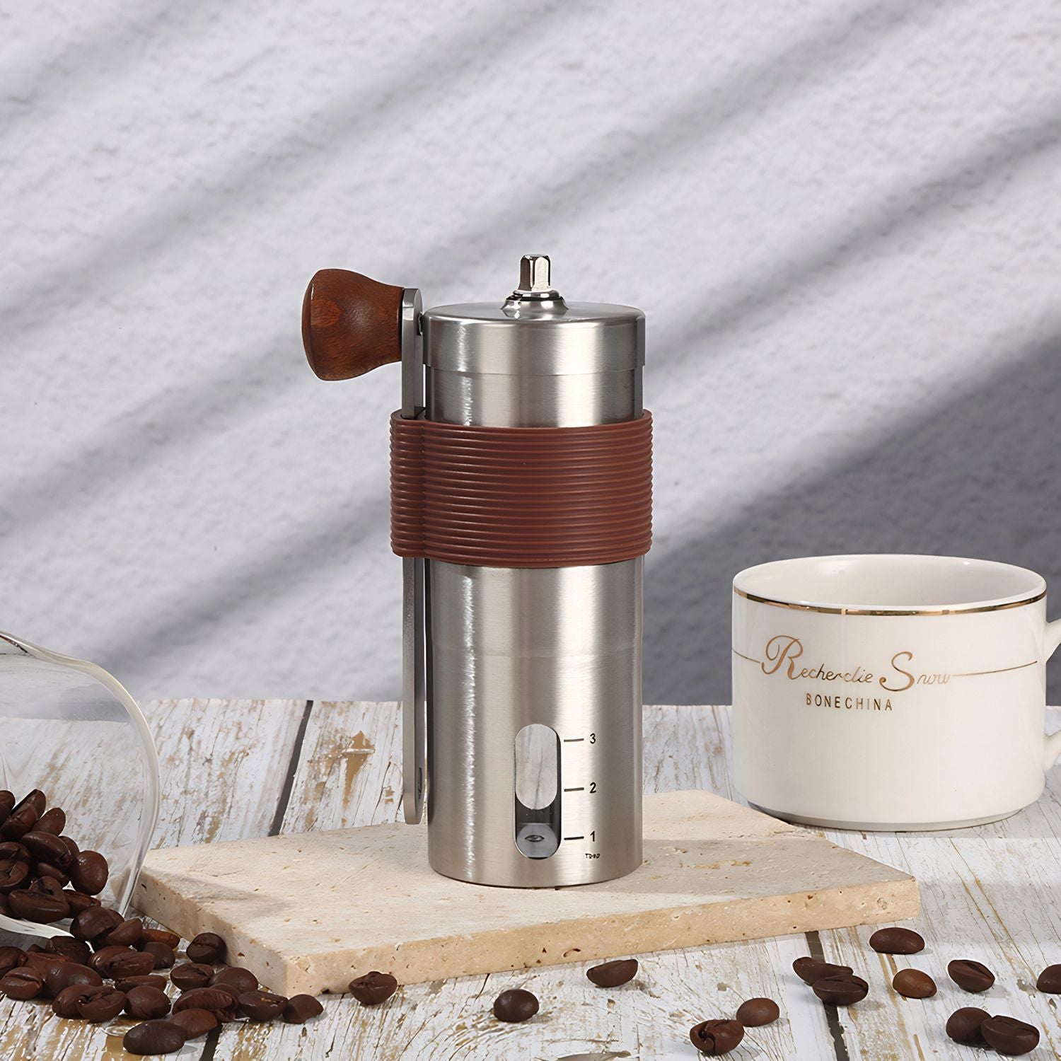 CNC Manual Coffee Grinder – Ceramic & Steel Burrs, Multiple Styles