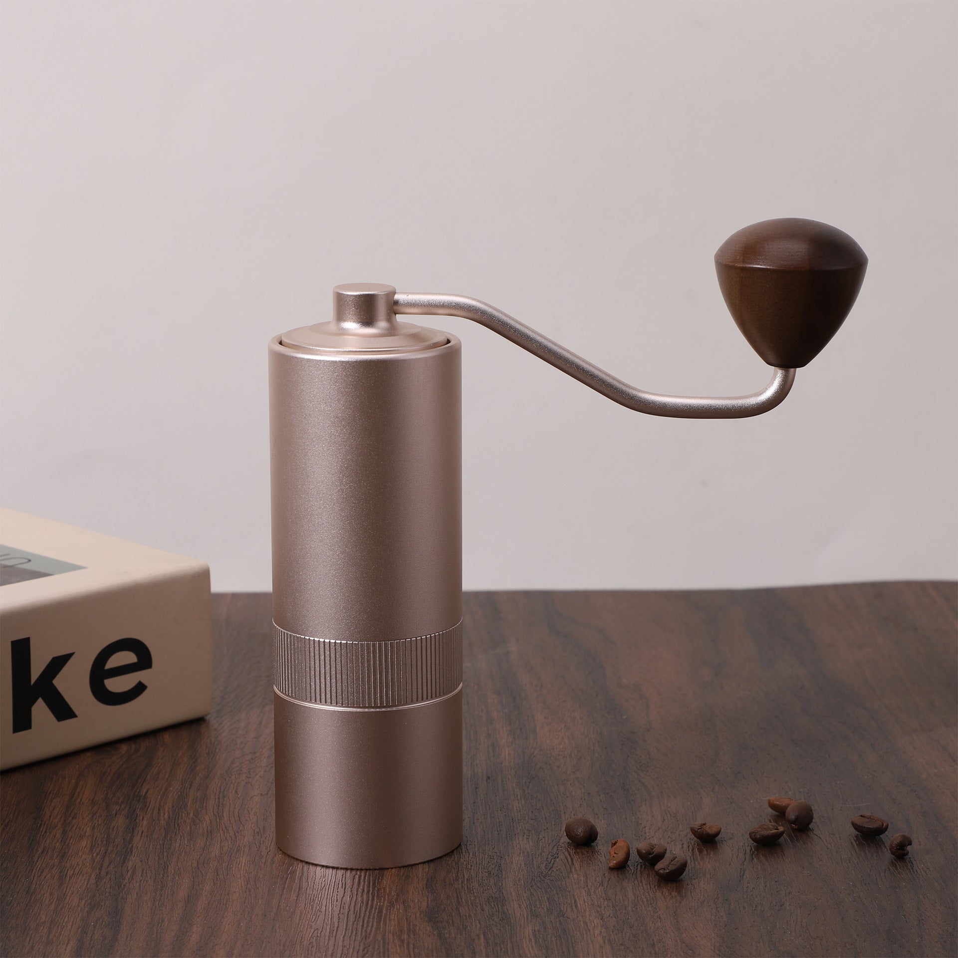 Manual Hand Coffee Grinder – External Adjustment, Ceramic Burrs, Camel & Light Brown