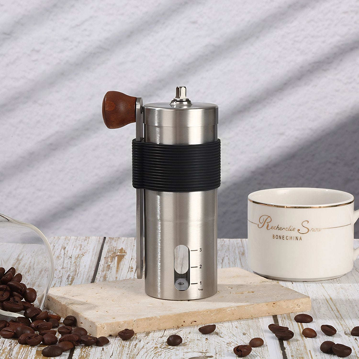 CNC Manual Coffee Grinder – Ceramic & Steel Burrs, Multiple Styles